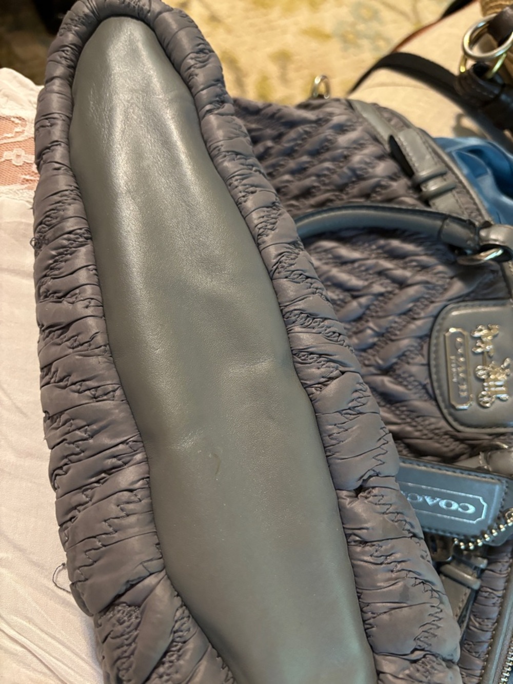 Coach Quilted Nylon Satchel in Slate - Picture 3 of 3